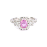 Pink Sapphire Diamonds 18 Carats White Gold Ring